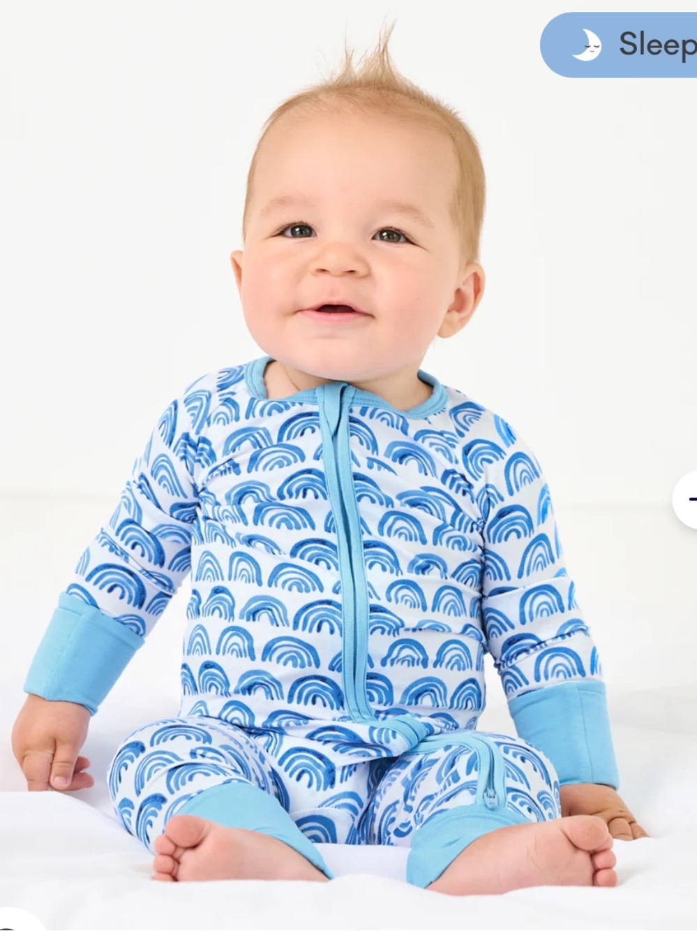 Little Sleepies Light Blue Rainbow Zip Footie